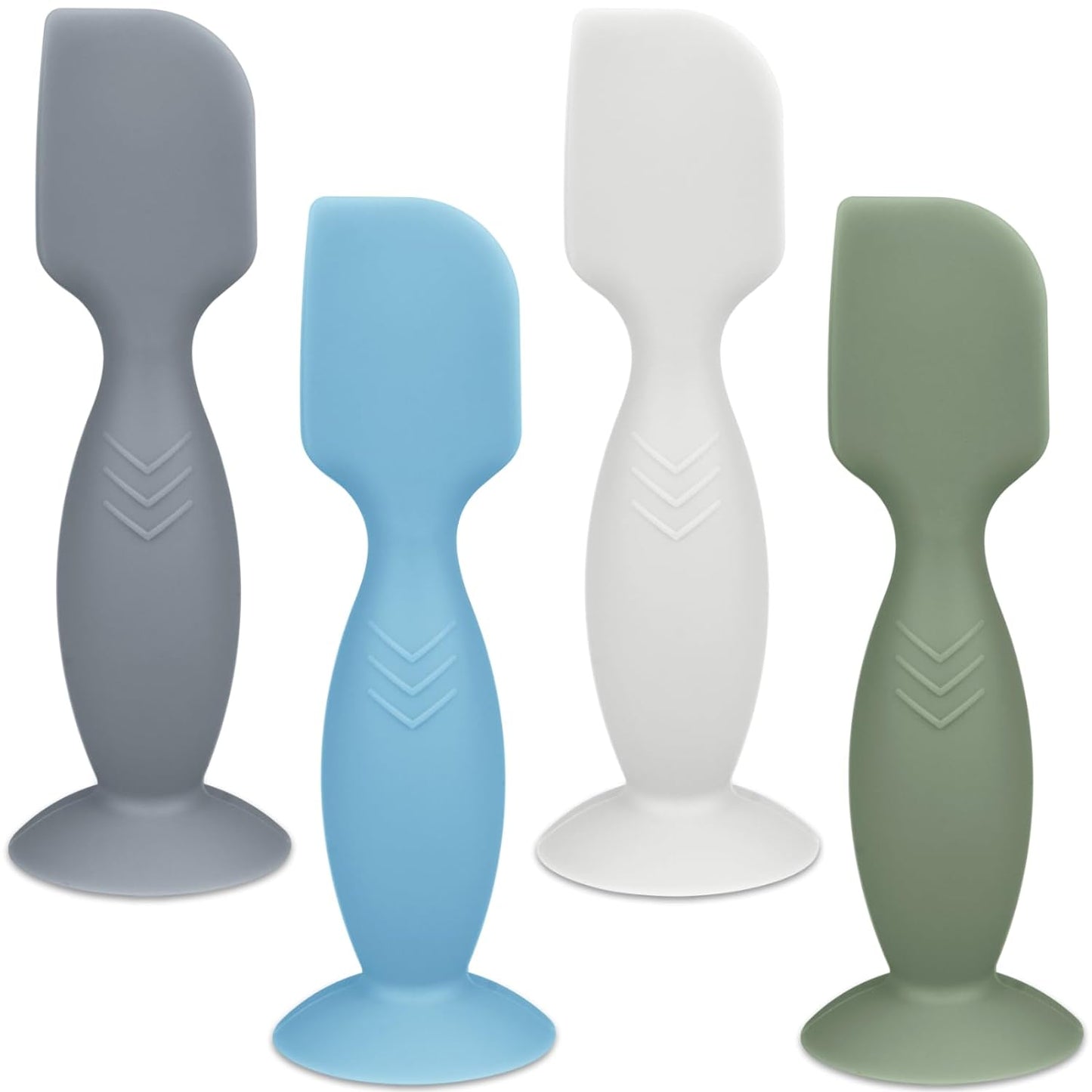 Diaper Cream Applicator Set - Soft Silicone Baby Bum Brush with Suction Base, Baby Butt Spatula, Mini Size, 4 Piece - Newborn Baby Essentials (Sage/Ether/Sand/Blush)