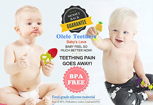 Baby Teething Toys (4 Pack), SLGOL Baby Chew Toys, BPA-Free Baby Teething Toy for Babies 0-6 Months. Natural Organic Freezer Safe Specialized Teether Toys for Toddlers, Relief Gingival Pain.