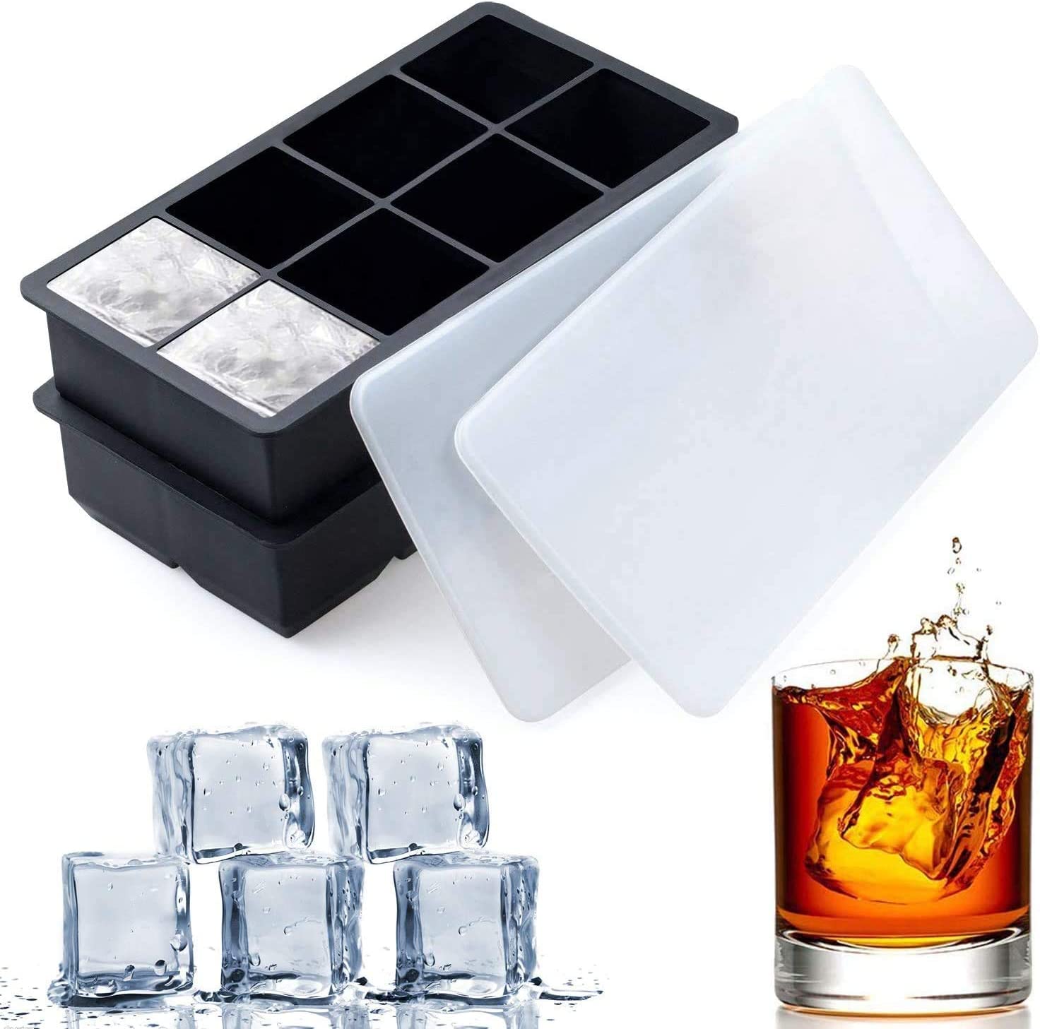 CE Cube Trays for Freezer, Food-Grade Silicone Ice Cube Tray with