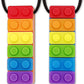 2 Pack Sensory Chew Necklace for Kids Toddlers, Silicone Rainbow Pendant Sticks Autism Chewing Toys Set for Kids with ADHD, Teething, Anxiety, Biting Needs, Oral Sensory Motor Aids