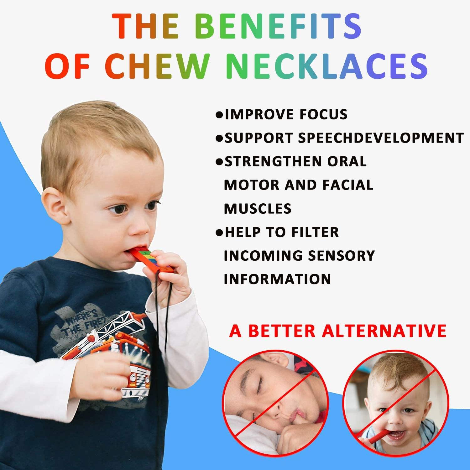 Sensory Chew Necklace, 5 Pack Silicone Chew Pendant Training And  Development Fidget Toy Chewing Necklace For Teething Babies, Autistic  Children | Fruugo BH